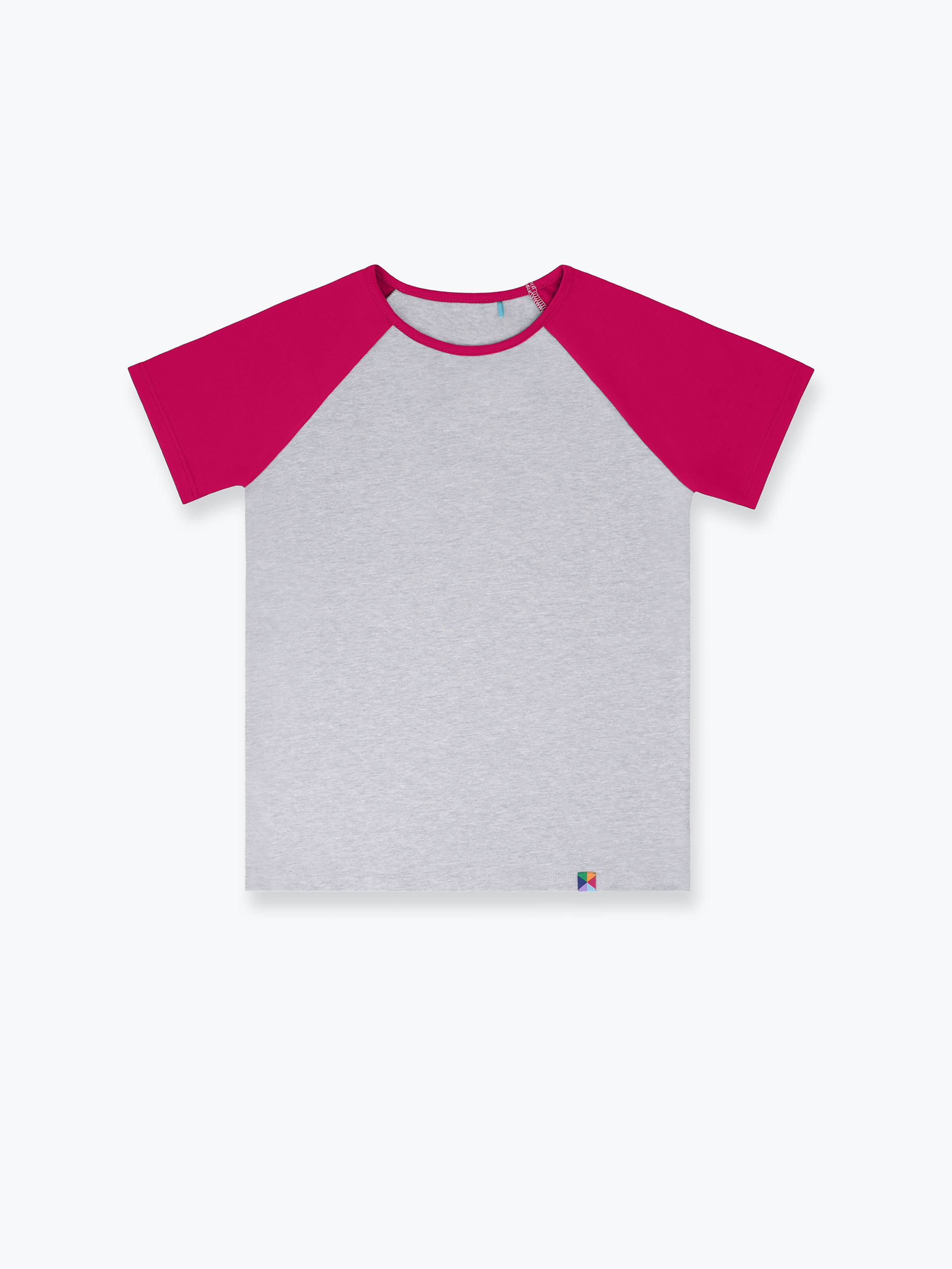 Szaro-różowa koszulka baseball z krótkim rękawem Junior